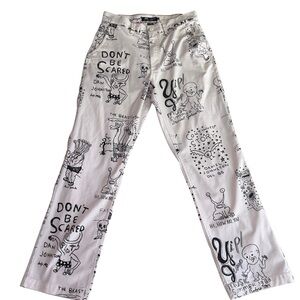 Vans White and Black Graphic Chino Pants